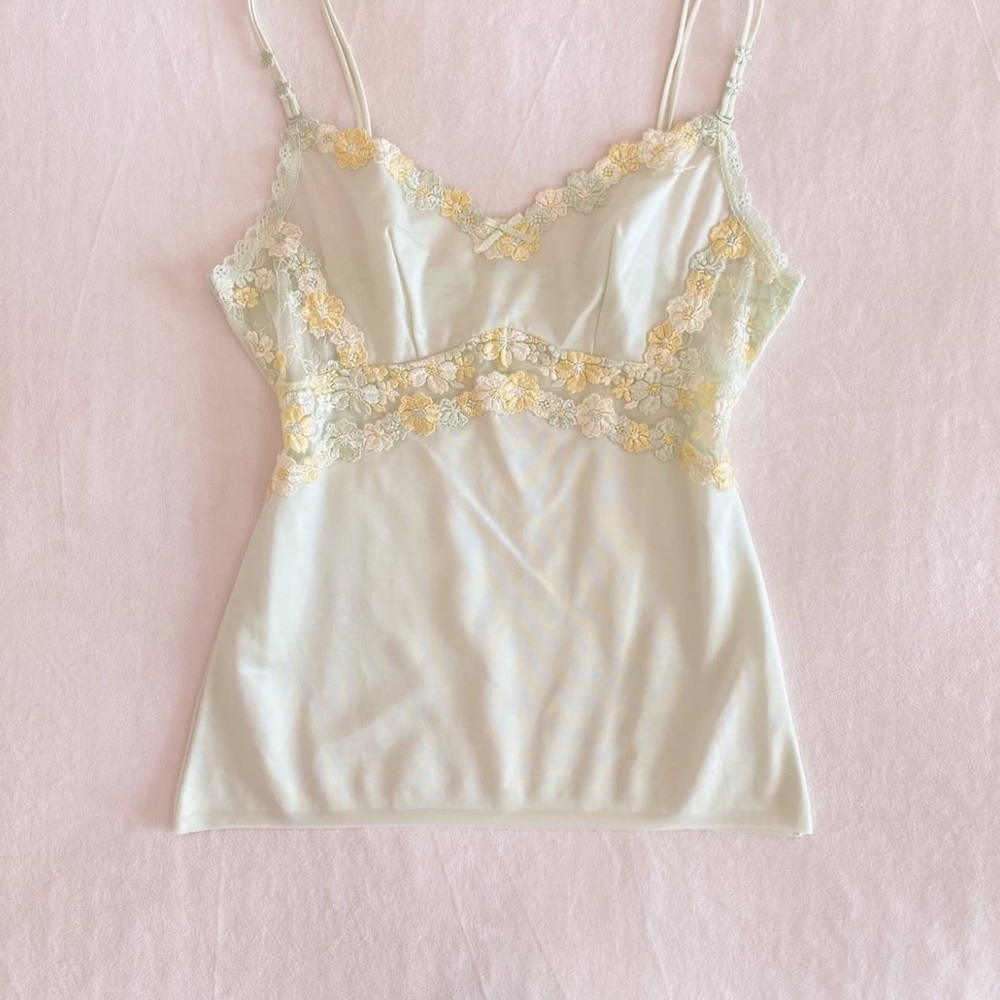 Floral Lace Trim Cami Top Japanese